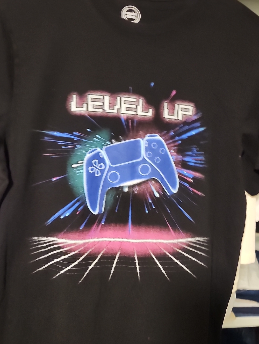 Level Up Blue Controller Graphic Gamer T-Shirt